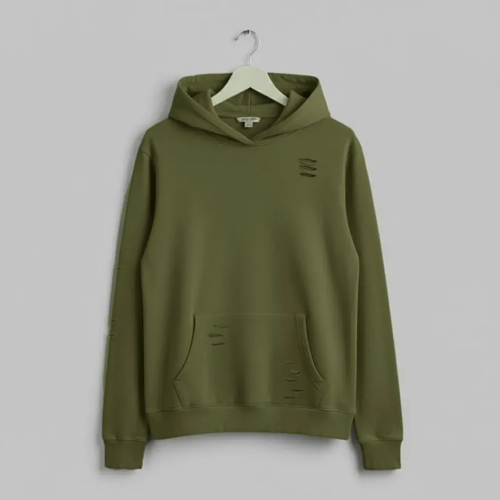 Sudadera con Capucha Unisex Cómoda y Ligera Urban Fashion M10 (CH, V. militar)