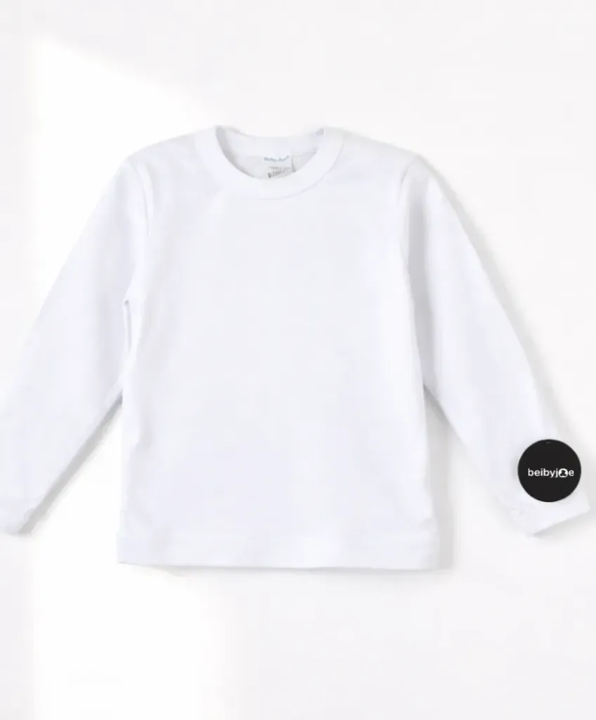 Playera Blanca Algodón Afelpado Bebé M/L M5504