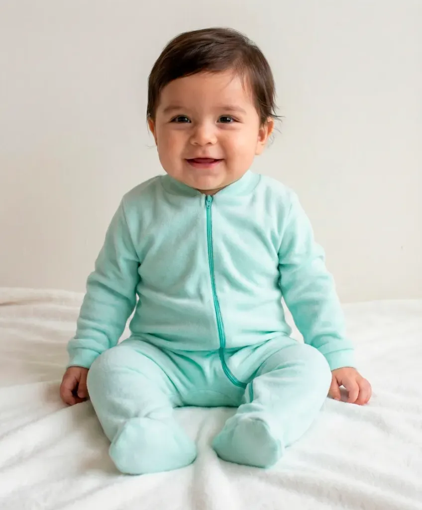 Mameluco Diseño Liso Algodón Afelpado C/Talon M/Larga M7103 (3/6 Meses)